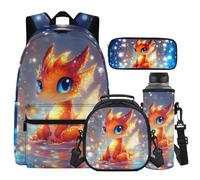 Cugasmaru Ensemble sac à dos et boîte à déjeuner pour filles avec boîte à déjeuner résistant à l'eau, Fleur hippopotame, Sac à dos enfant