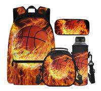 Cugasmaru Ensemble sac à dos et boîte à déjeuner pour filles avec boîte à déjeuner résistant à l'eau, Basketball, Sac à dos enfant
