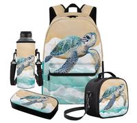 Cugasmaru Ensemble sac à dos pour filles, sac à livres et boîte à déjeuner, cadeaux de rentrée scolaire, Mochila Para NiñOs, Tortue, Sac à dos enfant