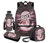 Cugasmaru Ensemble sac à dos pour filles, sac à livres et boîte à déjeuner, cadeaux de rentrée scolaire, Mochila Para NiñOs, Axolotl Rose Style, Sac à dos enfant