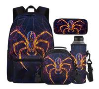 Cugasmaru Mochilas Para NiñOs Sac d'école pour filles et garçons Ensemble sac à dos et boîte à déjeuner 4 en 1 Cadeaux de rentrée scolaire, Toile d'araignée., Sac à dos enfant
