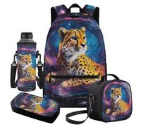 Cugasmaru Sac à dos d'école intermédiaire pour garçons avec boîte à déjeuner cadeaux de rentrée scolaire, Galaxy Cougar, Sac à dos enfant