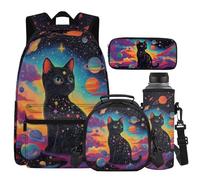 Cugasmaru Sac à dos léger pour fille avec boîte à déjeuner de 43,2 cm pour filles de 12 à 14 ans, chat, Sac à dos enfant