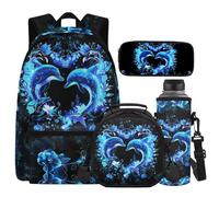 Cugasmaru Sac à dos léger pour fille avec boîte à déjeuner de 43,2 cm pour filles de 12 à 14 ans, Fleur de dauphin, Sac à dos enfant