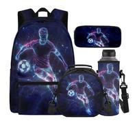 Cugasmaru Sac à dos léger pour fille avec boîte à déjeuner de 43,2 cm pour filles de 12 à 14 ans, football, Sac à dos enfant