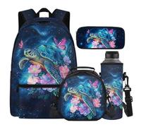 Cugasmaru Sac à dos léger pour fille avec boîte à déjeuner de 43,2 cm pour filles de 12 à 14 ans, Tortue, Sac à dos enfant