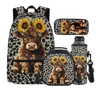 Cugasmaru Sac à dos léger pour fille avec boîte à déjeuner de 43,2 cm pour filles de 12 à 14 ans, vache, Sac à dos enfant