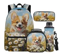 Cugasmaru Sac à dos personnalisé avec boîte à déjeuner pour enfants filles sacs à livres pour garçons fournitures de rentrée scolaire, chien, Sac à dos enfant