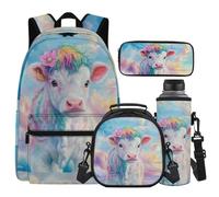 Cugasmaru Sac à dos personnalisé avec boîte à déjeuner pour enfants filles sacs à livres pour garçons fournitures de rentrée scolaire, mouton, Sac à dos enfant