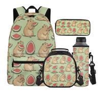 Cugasmaru Sac à dos pour enfants avec boîte à déjeuner de 43,2 cm pour garçons et filles, fournitures de rentrée scolaire, Capybara, Sac à dos enfant