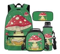 Cugasmaru Sac à dos pour enfants avec boîte à déjeuner de 43,2 cm pour garçons et filles, fournitures de rentrée scolaire, Champignon grenouille, Sac à dos enfant
