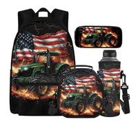 Cugasmaru Sac à dos pour enfants avec boîte à déjeuner de 43,2 cm pour garçons et filles, fournitures de rentrée scolaire, Camion voiture, Sac à dos enfant