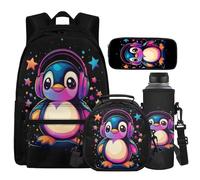 Cugasmaru Sac à dos pour enfants avec boîte à déjeuner de 43,2 cm pour garçons et filles, fournitures de rentrée scolaire, Musique de pingouin, Sac à dos enfant