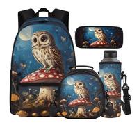 Cugasmaru Sac à dos pour filles de 8 à 10 ans - Joli sac d'école léger de 43,2 cm - Pour enfants et garçons, Chouette champignon, Sac à dos enfant