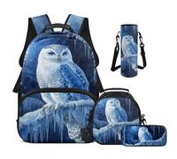 Cugasmaru Sacs à dos pour enfants - Sac à dos pour filles - Sac d'école et sac à déjeuner 4 en 1, chouette, Sac à dos enfant