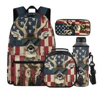 Cugasmaru Sacs à dos pour filles avec boîte à déjeuner pour garçons de 8 à 10 ans Mochilas Para NiñOs, Cerf d'Amérique, Sac à dos enfant