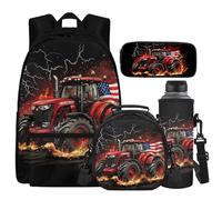 Cugasmaru Sacs à dos pour filles avec boîte à déjeuner pour garçons de 8 à 10 ans Mochilas Para NiñOs, Camion drapeau américain, Sac à dos enfant