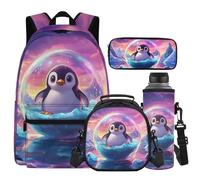 Cugasmaru Sacs à dos pour filles avec boîte à déjeuner pour garçons de 8 à 10 ans Mochilas Para NiñOs, pingouin, Sac à dos enfant