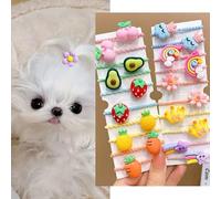cuhair Lot de 20 accessoires pour poils de petit chien, motif fleur de dessin animé fruité avec bande en caoutchouc pour chiot, chien maltais, Yorkshire à poils longs