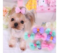 cuhair Lot de 6 accessoires pour poils de petit chien, nœud en fil avec clip en métal pour chiens, animaux de compagnie à poils longs, poils longs, yorkshire, maltais, produits de toilettage pour