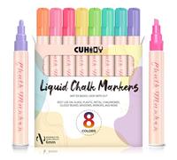 CUHIOY Marqueurs à craie pastel pour tableau noir, 8 couleurs liquides, effaçables à sec pour tableau noir, pointe réversible de 6 mm, craie à dessin pour affichage, bricolage, fenêtre, peinture sur