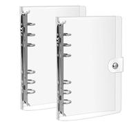 CuiCanfla Lot de 2 classeurs à anneaux transparents - Format A6 - Étanche - Avec bouton pression - Pour l'école, le journal, le bureau