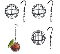 CuiCanfla Lot de 4 mangeoires pour oiseaux à suspendre, porte-boules de graisse, distributeur de nourriture pour boules de graisse, avec couvercle rabattable, pour oiseaux sauvages et pinsons
