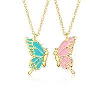 Cuicany 2 Pièces Collier Amitie Separable Motif Papillon, Best Friends Forever Colliers, D'amitié avec Pendentif Papillon, pour Femmes Meilleures Amies Sautoir Long et Élégant pour Toutes Occasions