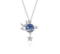 Cuicany Collier Pierre de Lune Pendentif Argent - Planète Étoile pour Femme, Dames et Maman