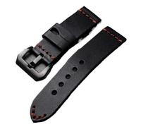 cuicu Bracelet de montre en cuir fait à la main avec bracelet vachette folié noir 20 22 24 26 mm for homme, style vintage(Brack clasp,22mm)