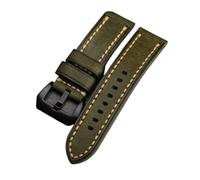 cuicu Bracelet de montre en cuir vachette première couche fait à la main 20 22 24 mm haut gamme Style mat Convient aux bracelets militaires for hommes(Green Brack buckle,20mm)