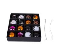Cuifati 16 Pièces Boules de Noël en Plastique, 6 Cm Décoratives Suspendues | Conceptions de sorcière fantôme de globe oculaire de crâne, finition mate avec de paillettes, pour l\'affichage de salle