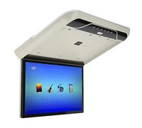 Cuifati 19in LCD 1080P Voiture Overhead Flip Down Monitor Full Viewing Plafond HD TV Numérique avec Lumière D'ambiance Lecteur Stéréo de Voiture MP5, HDMI IR FM USB SD 12V/24V(Gris)