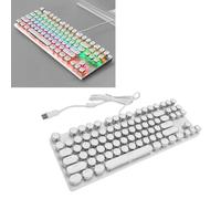 Cuifati 87 Clavier de Jeu Filaire à clé, Clavier Mécanique rétro-éclairé RVB avec Conception de Chapeau Rond, Clavier D'ordinateur USB à Preuves en Eau, pour Les Ordinateurs Plug & Play (White)