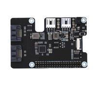 Cuifati Adaptateur PCIe vers 2 Serial ATA pour Rasp Pi 5, Pi5 PCIe vers 2 Serial ATA 3.0 intégré avec Chapeau EEPROM et Carte D'extension Standard, Double Indicateurs LED Intégrés