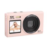 Cuifati Appareil Photo à Double écran 80MP 5K, 18x Zoom Numérique, Caméra Compacte de Caméra AF Auto Focus, Carte Mémoire 32 Go, écran Ultra HD de 2,8 + 1,5 Pouce pour Youtube, Campus, (Pink)
