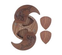 Cuifati Boîte à Plectres de Guitare en Bois, Couvercle Rotatif élégant en Forme de Tai Chi pour Joueurs de Guitare, Bois de Noyer, 2 Plectres pour Musiciens