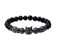 Cuifati Bracelet de Perles de Loup en Pierre de Lave, Bracelet Porte-bonheur Anti-anxiété pour Femmes et Hommes, de Perles en Pierre D'énergie de 8mm pour Cadeau Anti-stress (E Flash