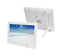 Cuifati Cadre Photo Numérique 10 Pouces avec écran HD 1080P, Télécommande, luminosité Réglable pour Montage Mural, Prise en Charge USB MP4 AVI MP3 (Prise UE)