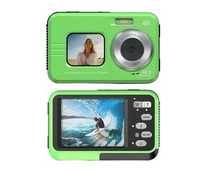 Cuifati Caméra sous-Marine 4K, Caméra d'action 48 MP 11,5 Pieds avec Carte 32 Go, Mise au Point Automatique, Double écran Avant 2,8" et Arrière 1,7", Zoom Numérique 16X pour la Plongée (Green)
