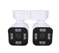 Cuifati Caméras Extérieures à Double Objectif, Caméra de sécurité WiFi Filaire 2,5K 5MP avec Projecteurs et Microphone Intégrés, pour la Surveillance à Domicile 180° PTZ Suivi Automatique (Prise UE)