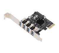 Cuifati Carte d'extension USB 3.0 PCIE 4 Ports, Puce VL805, Double Alimentation 5 Gbit/s, Compatible PCIE X1 X4/X8/X16 pour Ordinateur de Bureau, Assurance de Protection Indépendante, Placage Or