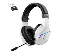 Cuifati Casque de Jeu sans Fil, 2,4 G Bluetooth 5.4 RVB, Micro Antibruit avec Très Faible Latence ≤ 20 Ms, pour PC, Ordinateurs, Smartphones, Tablettes 2 (White)