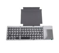 Cuifati Clavier Bluetooth Pliable avec pavé Tactile, Clavier sans Fil Portable Ultra Fin Rechargeable avec Housse en Cuir PU, Connectez jusqu'à 3 Appareils, pour Téléphone, Tablette,