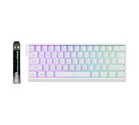 Cuifati Clavier de Jeu Mécanique 60% sans Fil, Filaire/Bluetooth/2,4 G RVB rétroéclairé, Clavier Compact Anti-Image Fantôme à 61 Touches avec Corde de Suspension pour Ordinateur (White)