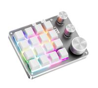 Cuifati Clavier de Programmation Personnalisable, Filaire USB, 16 Touches, 3 Boutons, Clavier Macro à Une Main avec Contrôleur de Volume, de Jeu avec Mode BT, pour Bureau PC (White)