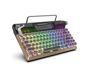 Cuifati Clavier Mécanique de Typewriter Rétro, Clavier D'ordinateur de Style Vintage 84 Keys avec Touches Rondes et Repos du Poignet, Bluetooth5.0 sans Fil, Mode Filaire et 2.4g,