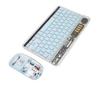 Cuifati Combo de Souris Clavier sans Fil Transparent, Clavier Rétro-éclairage Ultra-Fin | Souris Double Mode 2.4G BT5.1 | Ensemble de Souris Clavier Bluetooth pour Android iOS Win (Bleu)