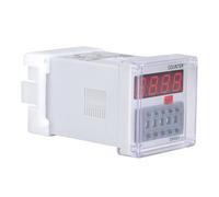 Cuifati Compteur Numérique Relais temporisé 24 V AC/DC, DH48J-A Affichage LED Compte à Rebours 1-999900 11 Broches, Relais temporisé avec Couvercle Transparent, Boîtier ABS Haute Précision (24VAC/DC)