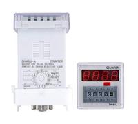 Cuifati Compteur Numérique Relais temporisé 24 V AC/DC, DH48J-A Affichage LED Compte à Rebours 1-999900 11 Broches, Relais temporisé avec Couvercle Transparent, Boîtier ABS Haute Précision (220VAC)